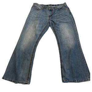 Seven7 Jeans Mens 38x32 Bootcut Light Wash Blue Bootcut Distressed Denim Casual